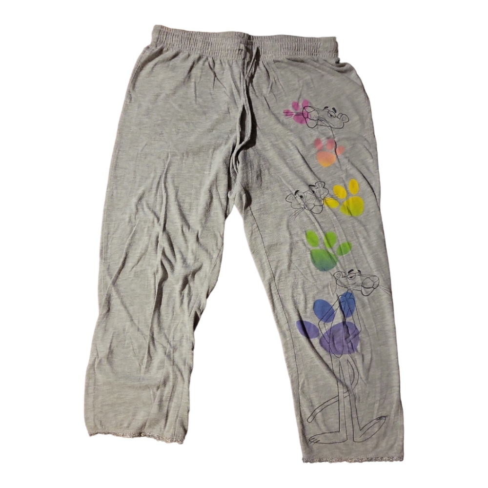 Vtg Girl's Pink Panther Sweat Pants Sz S/C Talla Gray